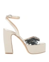 Roberto Festa Woman Sandals Beige Size 5 Textile Fibers