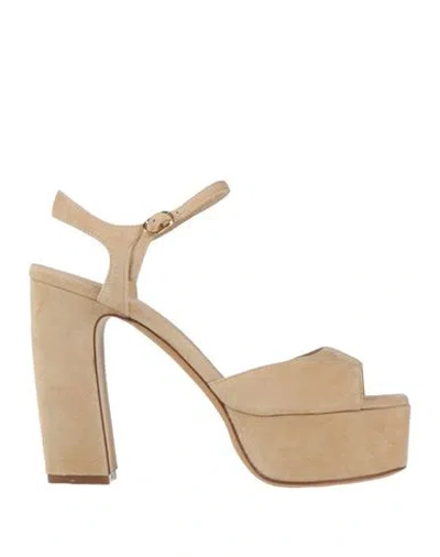 Roberto Festa Woman Sandals Beige Size 8 Leather