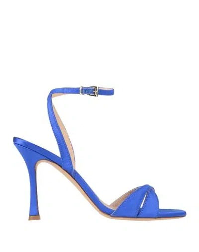 Roberto Festa Woman Sandals Bright Blue Size 7.5 Textile Fibers