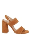 Roberto Festa Woman Sandals Camel Size 8 Soft Leather In Sand