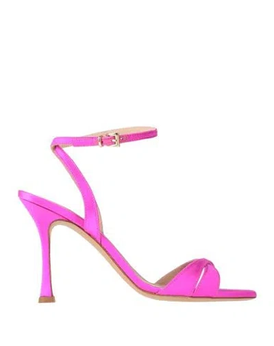Roberto Festa Woman Sandals Fuchsia Size 7.5 Textile Fibers In Pink