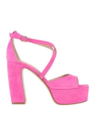 Roberto Festa Woman Sandals Fuchsia Size 8 Leather In Pink