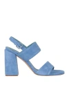 Roberto Festa Woman Sandals Light Blue Size 11 Soft Leather