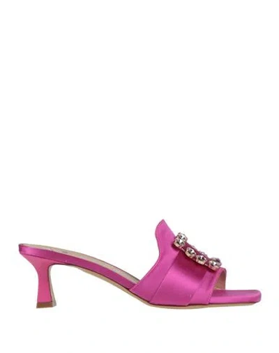 Roberto Festa Woman Sandals Magenta Size 9 Textile Fibers
