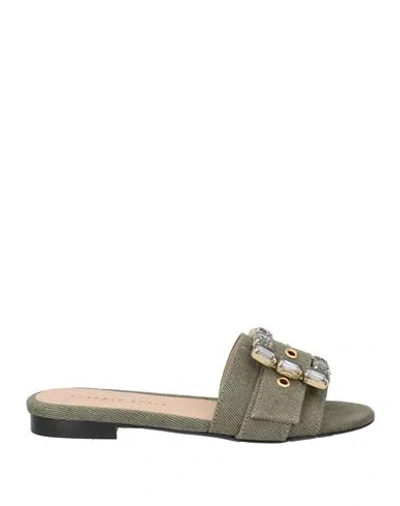 ROBERTO FESTA ROBERTO FESTA WOMAN SANDALS MILITARY GREEN SIZE 7.5 TEXTILE FIBERS