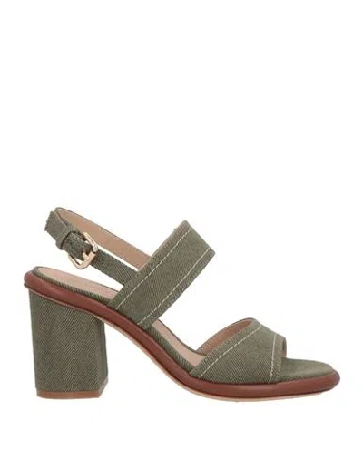 Roberto Festa Woman Sandals Military Green Size 7.5 Textile Fibers