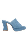 Roberto Festa Woman Sandals Pastel Blue Size 8 Leather