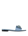 Roberto Festa Woman Sandals Pastel Blue Size 9 Leather In White