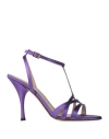 Roberto Festa Woman Sandals Purple Size 11 Technical Fibers In Purple