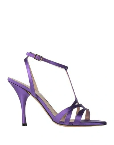 Roberto Festa Woman Sandals Purple Size 11 Technical Fibers
