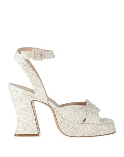 Roberto Festa Woman Sandals White Size 7 Textile Fibers