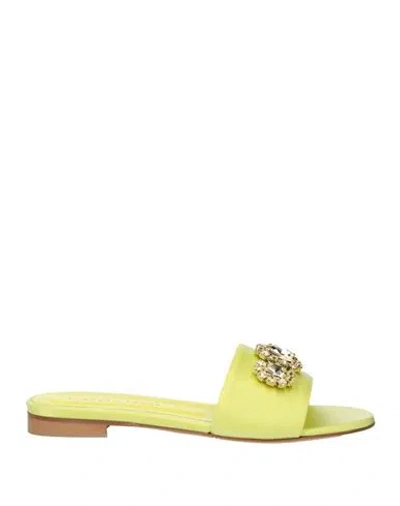 Roberto Festa Woman Sandals Yellow Size 10 Leather