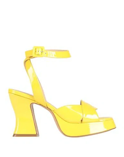 Roberto Festa Woman Sandals Yellow Size 6 Soft Leather