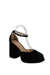 Roberto Festa Womens Velvet Platform Ankle Strap Heels Black In Black