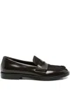 Roberto Festa Brown Leather Loafers With Pony Hair Panel In Brown