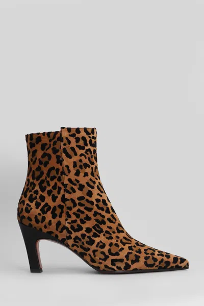 Roberto Festa Yanira High Heels Ankle Boots In Animalier Suede In Animal Print