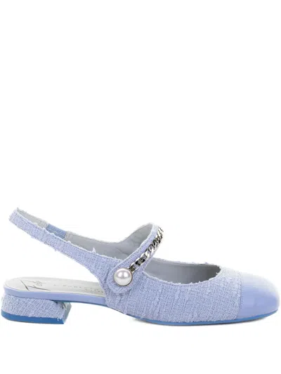Roberto Festa Yolanda Bouclé Slingback Pumps In Blue