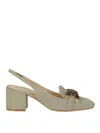 Roberto Festa Ibiza Denim Slingback Pumps In Light Brown