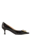 Roberto Festa Pointed-toe Black Leather Pumps In Black