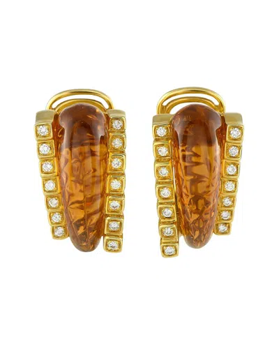 Pre-owned Roberto Legnazzi 18k Citrine Earring (authentic Pre-loved) In Brown