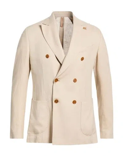 Roberto P  Luxury Roberto P Luxury Man Blazer Beige Size 44 Linen, Viscose In Neutral