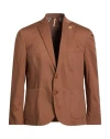 Roberto P  Luxury Roberto P Luxury Man Blazer Chocolate Brown Size 44 Cotton, Elastane