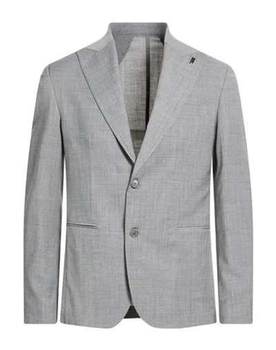 Roberto P  Luxury Roberto P Luxury Man Blazer Grey Size 40 Wool, Polyester, Elastane In Gray