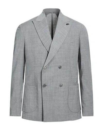Roberto P  Luxury Roberto P Luxury Man Blazer Grey Size 46 Wool, Polyester, Elastane In Gray
