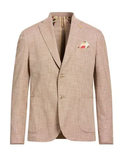 Roberto P  Luxury Roberto P Luxury Man Blazer Light Brown Size 42 Polyamide, Cotton, Elastane In Nude