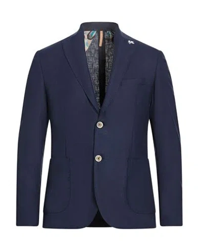 Roberto P  Luxury Roberto P Luxury Man Blazer Navy Size 46 Cotton, Polyester In Blue