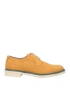 Roberto P  Luxury Roberto P Luxury Man Lace-up Shoes Ocher Size 10 Soft Leather In Yellow