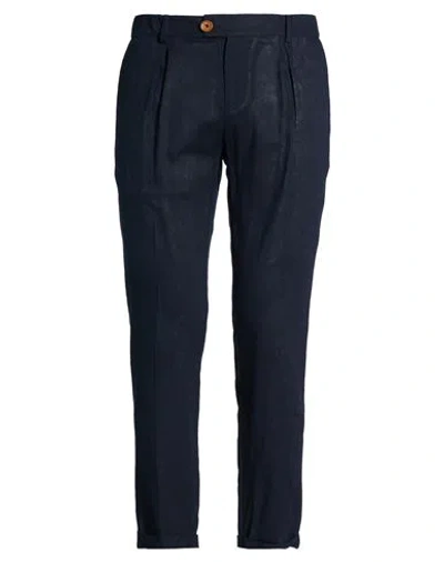 Roberto P  Luxury Roberto P Luxury Man Pants Midnight Blue Size 35 Linen, Viscose