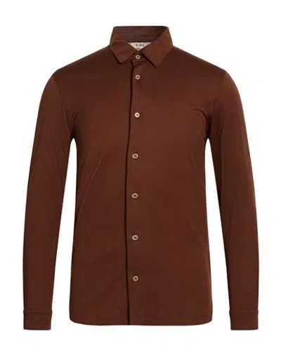 Roberto P  Luxury Roberto P Luxury Man Shirt Chocolate Brown Size Xxl Cotton In Burgundy