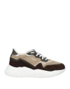 Roberto P  Luxury Roberto P Luxury Man Sneakers Dark Brown Size 7 Textile Fibers, Leather In Brown