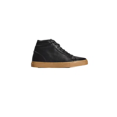 Roberto Pepe Luxury Pebbled-leather High-top Sneakers In Black