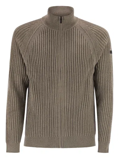 Roberto Ricci Designs Zip-up Ribbed Cardigan In Brown