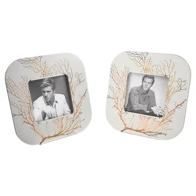 Pre-owned Roberto Sambonet Italy Chrome And Copper Picture Frame Set, Graffiti Collection In Gray