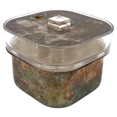 Pre-owned Roberto Sambonet Mid-century Silver-plated And Glass Ice Bucket, Sambonet Italy 1970s