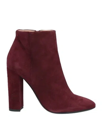 Roberto Serpentini Woman Ankle Boots Burgundy Size 9 Leather