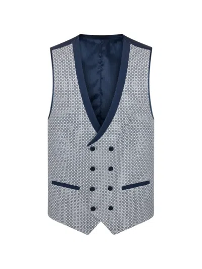 Roberto Vincenti Geometric-pattern Double-breasted Waistcoat In Blue