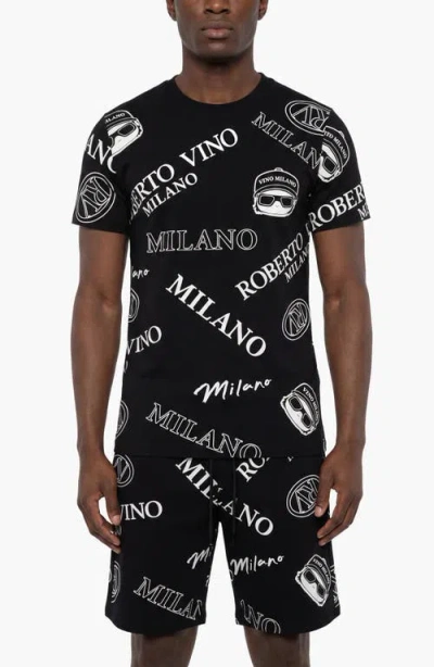 Roberto Vino All Over Icon Short Set In Black