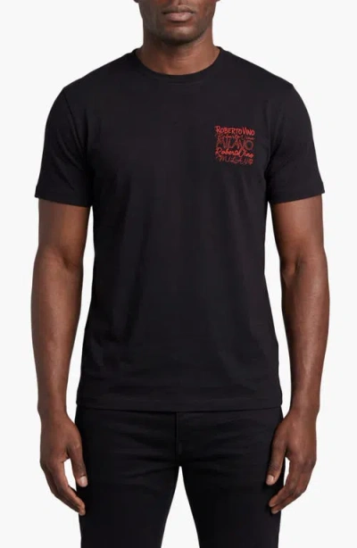 Roberto Vino Big Writing Milano Slim Fit Tee In Black