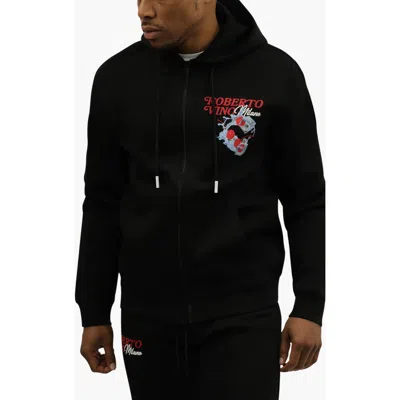 Roberto Vino Fresh Cherry Premium Blend Zip Hoodie In Black
