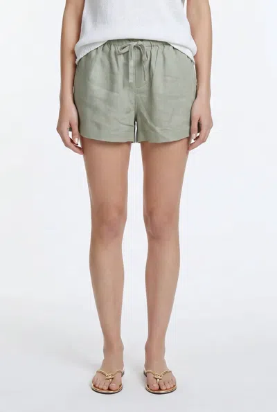 Robertson + Rodeo Daylight Linen Drawstring Short In Sage In Green