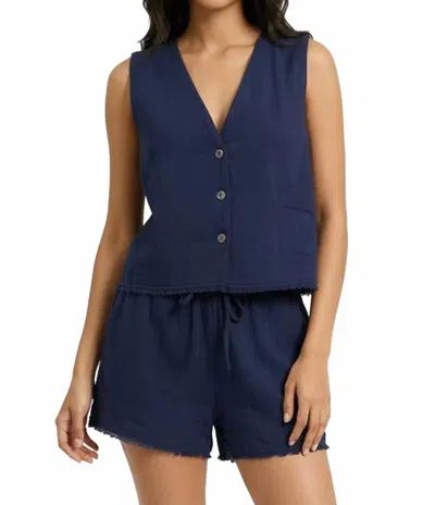 Robertson + Rodeo Knox Gauze Vest In Navy In Blue