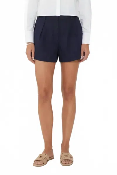 Robertson + Rodeo Meadow Pleated Shorts In Navy In Blue