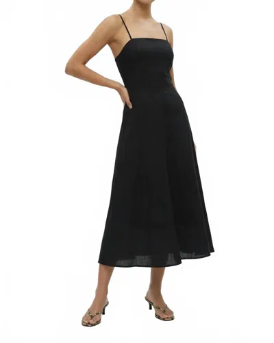Robertson + Rodeo Sunset Beach Linen Midi Dress In Black