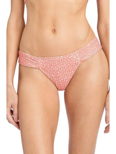 Robin Piccone Ally Dot Rib Tab Side Bikini Bottom In Blush In Pink