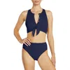 Robin Piccone Amy High Waist Bikini Bottoms In Navy