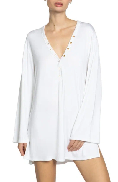 Robin Piccone Amy Long Sleeve Cover-up Tunic In White